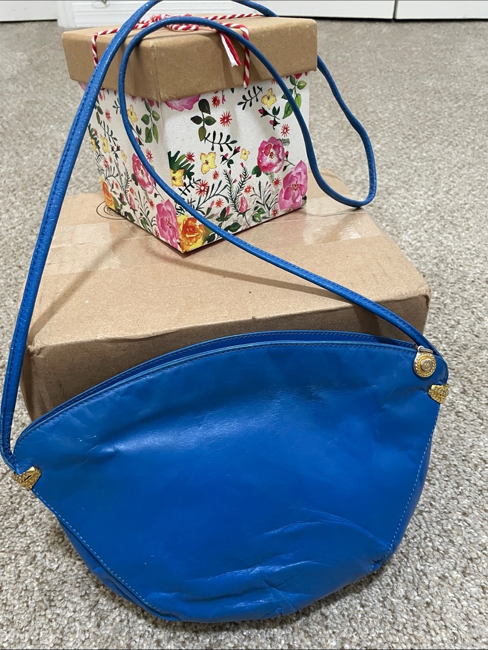 Vintage joesph Blue Leather Crossbody Bag Made in Italy